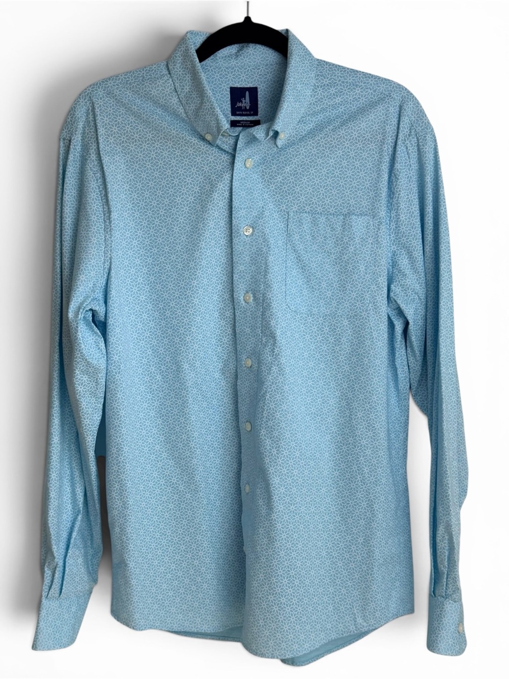 Johnnie-O Men’s Blue Geometric Print Button-Down Shirt | Medium | 100% Cotton - Picture 2 of 7